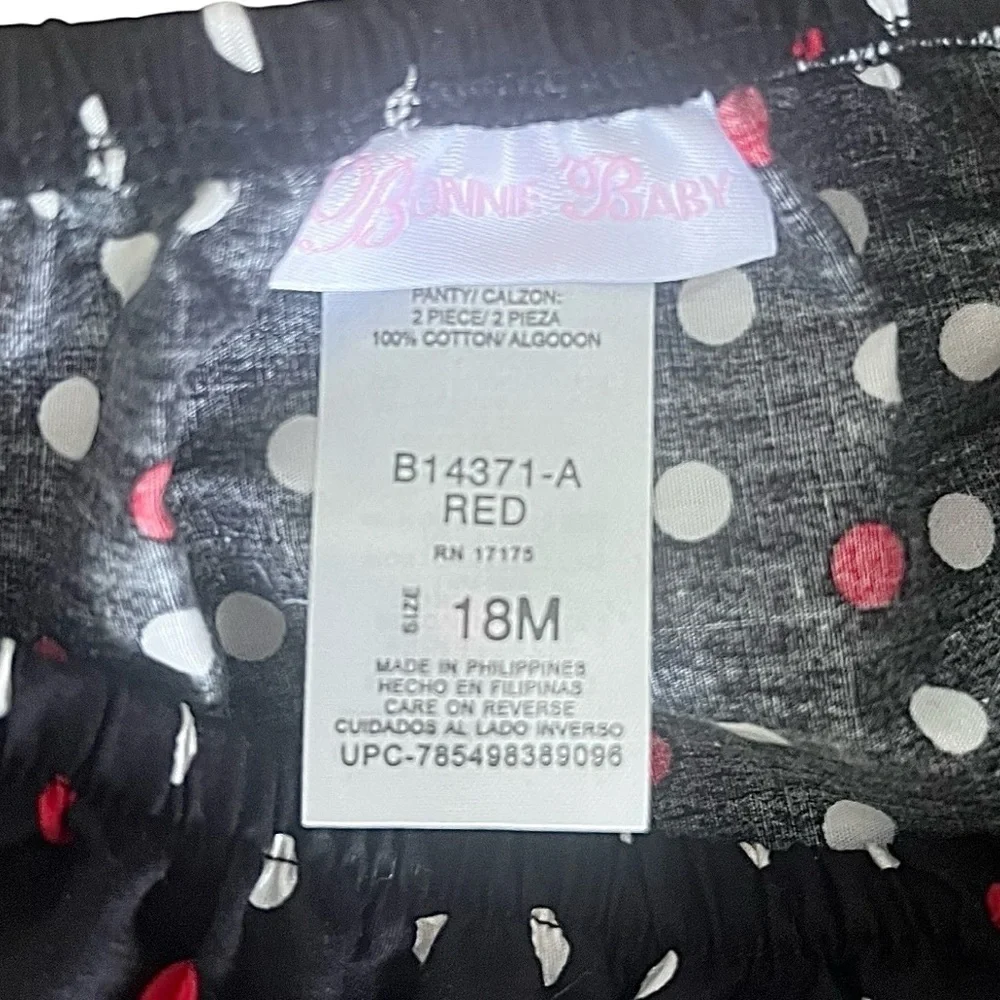 Bonnie Baby black dress and pants 18 M with red and white polka dots A-line belt